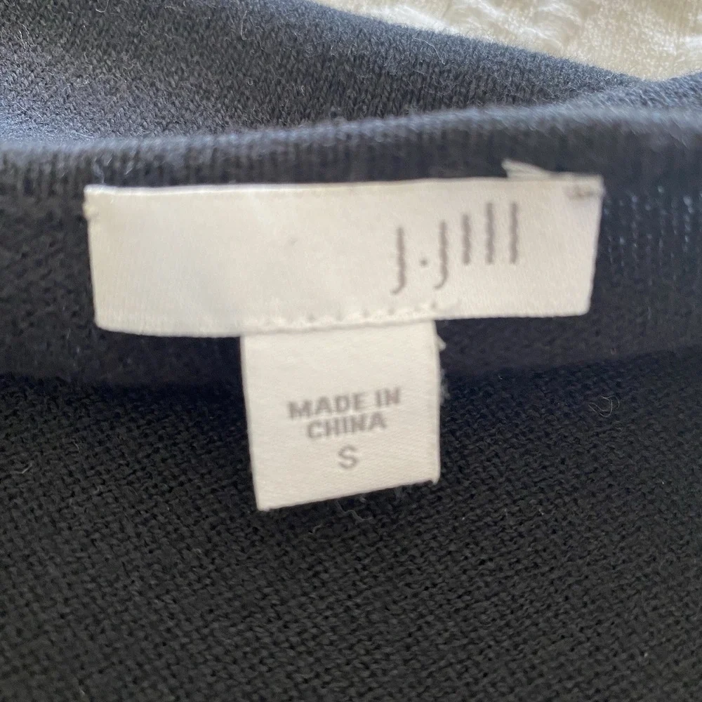 J. Jill  Black Silk Blend Open‎ Cardigan Sweater Closet Staple Minimalist Small